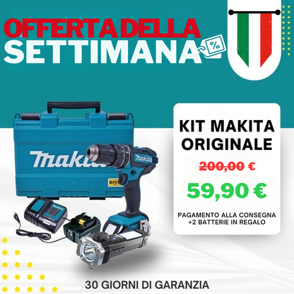 KIT ORIGINALE - TRAPANO AD IMPATTO POTENTE + 45 ACCESSORI + 2 BATTERIE 40V - SUPER OFFERTA